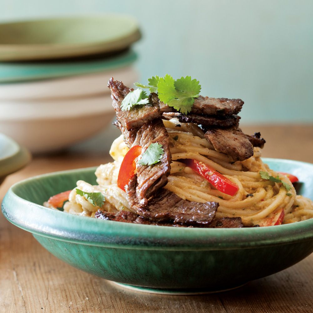 Chinese-Style Peanut Noodles with Seared Beef