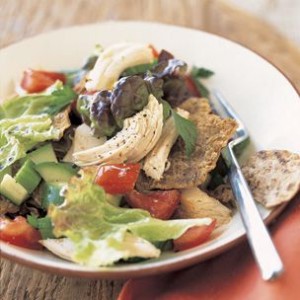 Leftover Turkey Recipes: Turkey Fattoush Salad with Pita Croutons