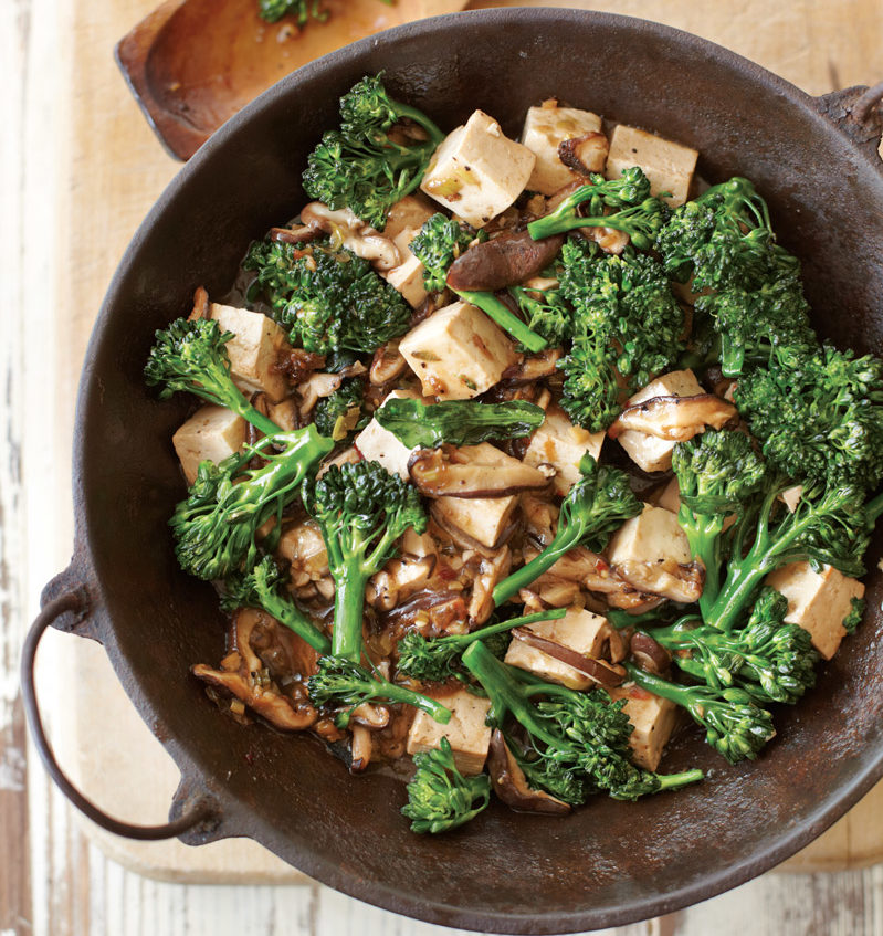 Stir-Fried Tofu with Mushrooms and Greens