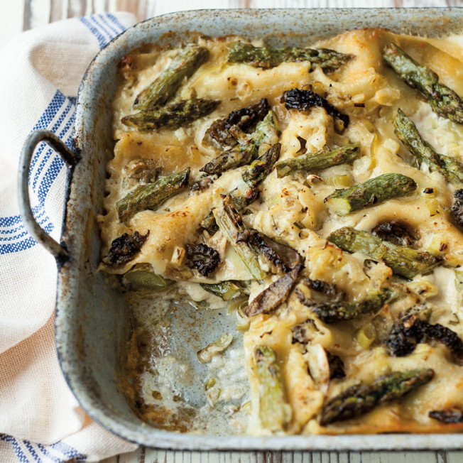 lasagna with asparagus and morels