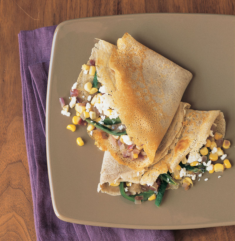 Buckwheat Crepes with Corn and Roasted Poblano Chiles