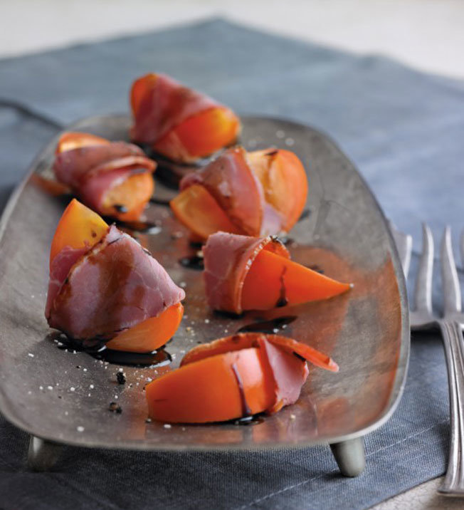 Persimmons Wrapped in Smoked Ham