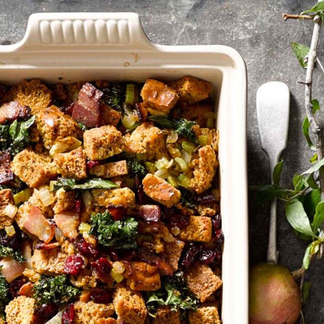 Gluten-Free Stuffing with Bacon and Kale