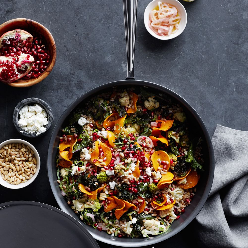 Farro with Butternut Squash, Cauliflower and Kale