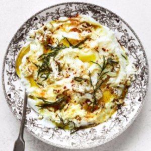 Mashed Potatoes and Cauliflower with Fried Tarragon