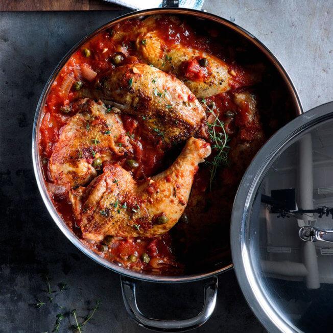 Tomato-Braised Chicken with Capers