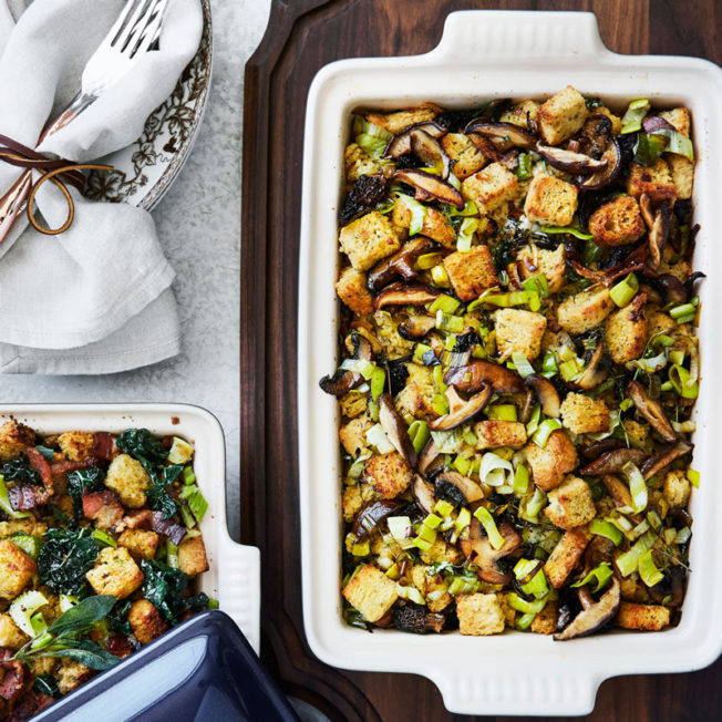 Rustic Stuffing with Leeks and Wild Mushrooms