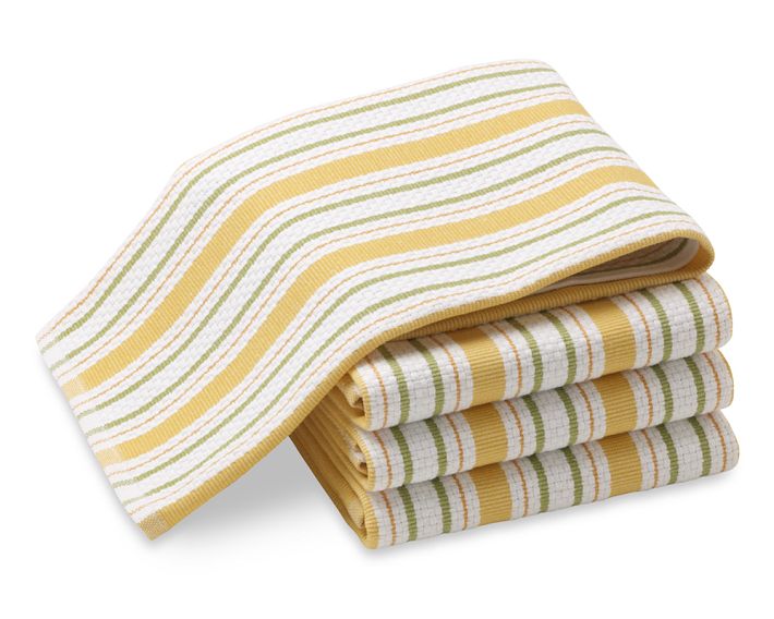 Contrast Stripe Towel Set in Yellow/Green