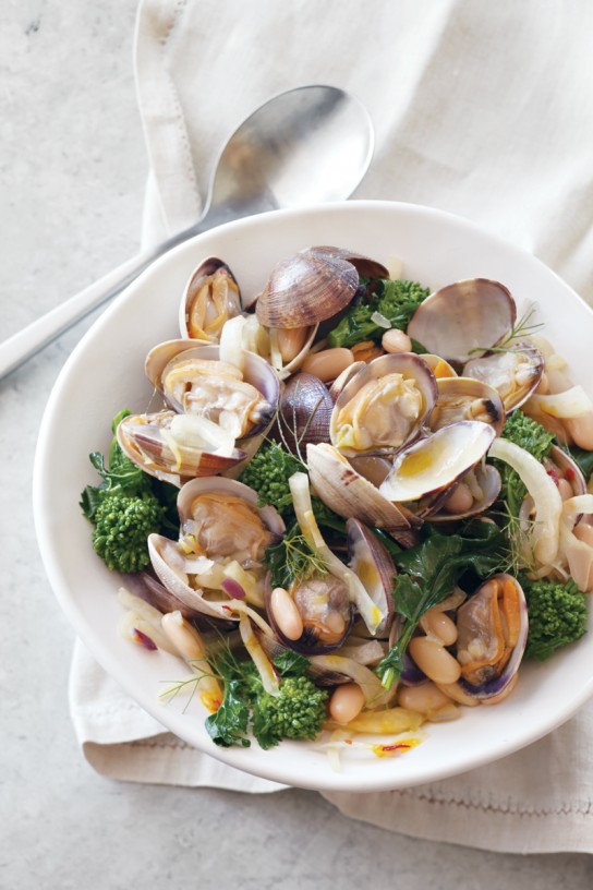 clams with white beans, fennel and broccoli rabe