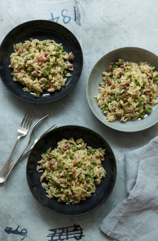 Pasta Risotto with Peas & Pancetta