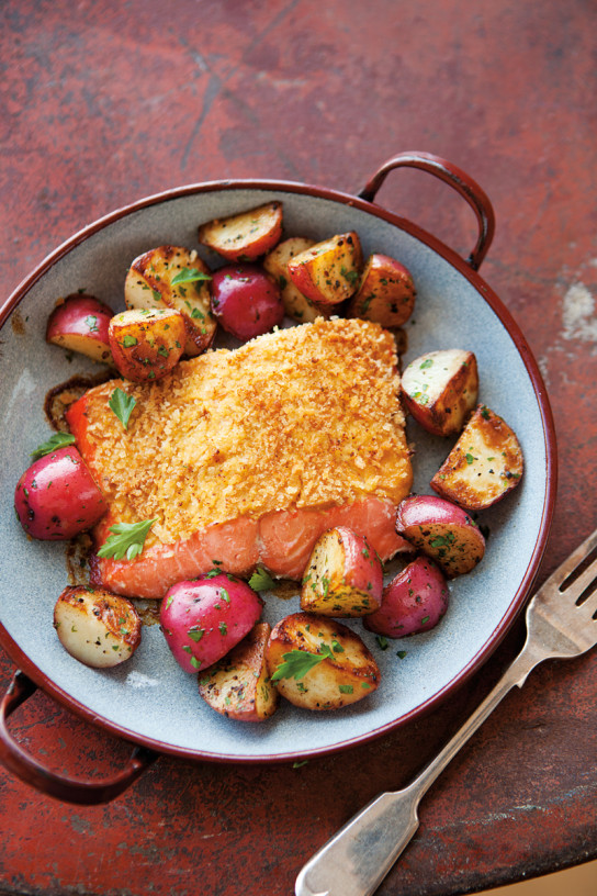 Mustard-Crusted Salmon with Red Potatoes