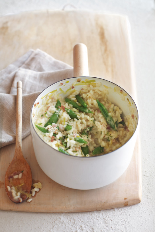 Risotto with Leeks and Sugar Snaps