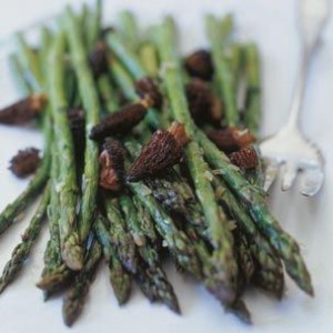 Roasted Asparagus and Morels with Shallot Butter