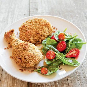 Oven “Fried” Chicken with Baby Spinach Salad