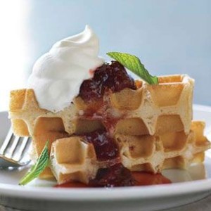 Buttermilk Waffles with French Strawberry Jam