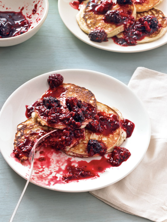Lemon-Ricotta Pancakes with Berry Compote