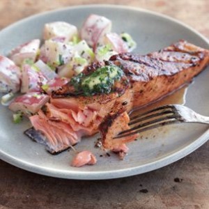 Grilled Salmon Fillets with Herb Butter