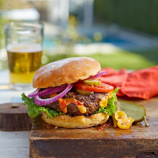 Burgers Stuffed with Pimento Cheese