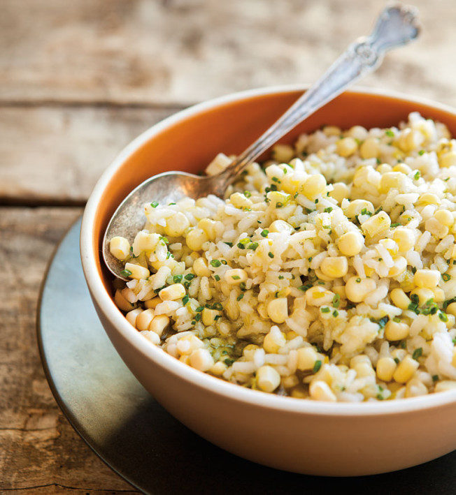 Risotto with Fresh Corn and Basil Oil