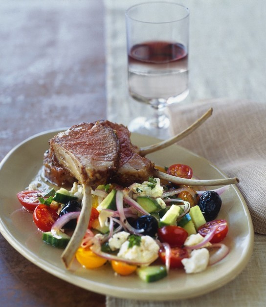 Roasted Lamb Chops with Greek Salad