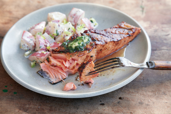 Grilled Salmon Fillets with Herb Butter