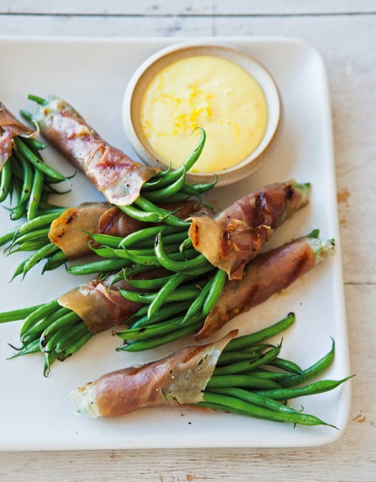 Prosciutto-Wrapped Haricots Verts with Lemon Aioli