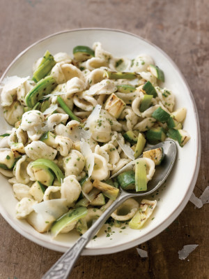 Orecchiette with Grilled Zucchini and Leeks
