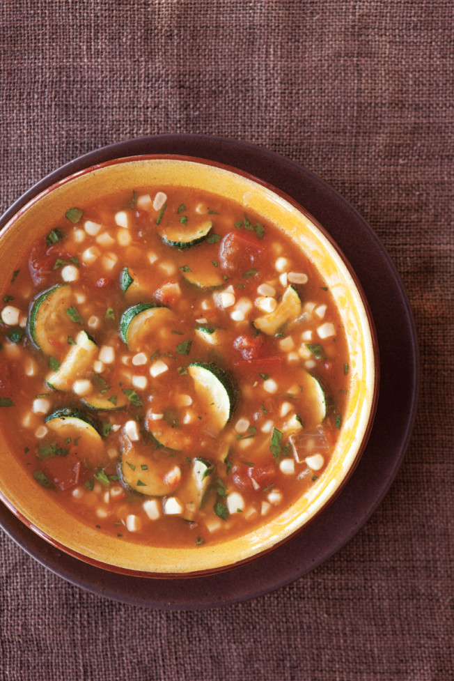 Tomato, Zucchini & Fresh Corn Soup