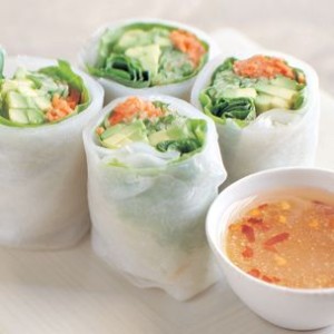 Cucumber and Avocado Summer Rolls with Mustard-Soy Sauce