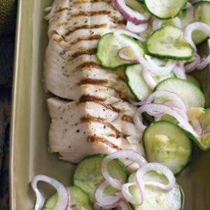 Grilled Black Cod with Cucumbers & Ginger