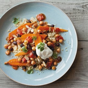 Braised Chickpeas and Carrots with Yogurt Topping