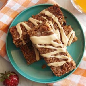 Dried-Fruit Granola Bars with Peanut Butter Drizzle