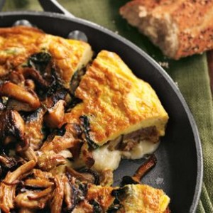 Frittata with Sausage, Wild Mushrooms and Cheddar