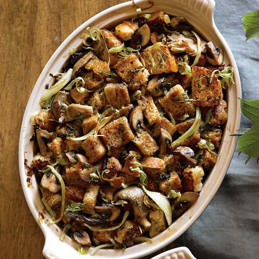 Gluten-Free Focaccia Stuffing with Mushrooms and Fennel