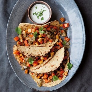 Root-Vegetable Tacos with Lime-Cilantro Cream
