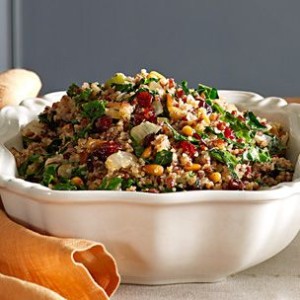 Herbed Quinoa and Red Rice Stuffing with Kale and Pine Nuts
