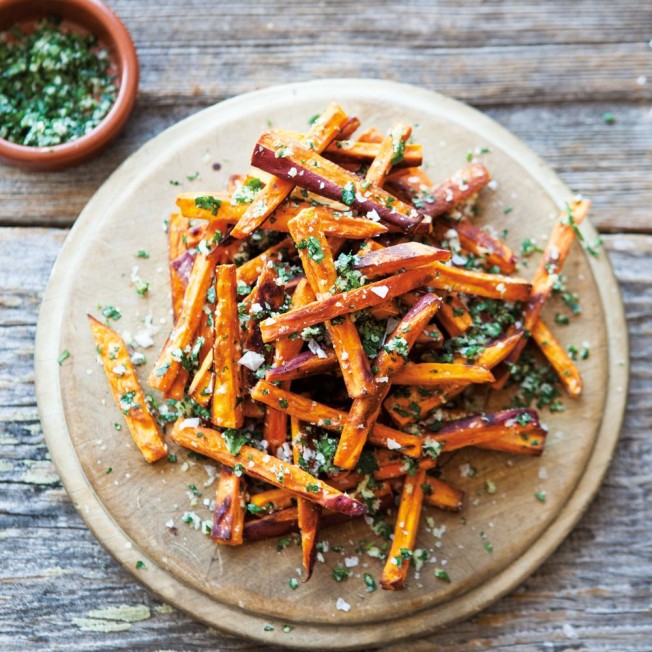 Sweet Potato Fries with Garlic and Herbs