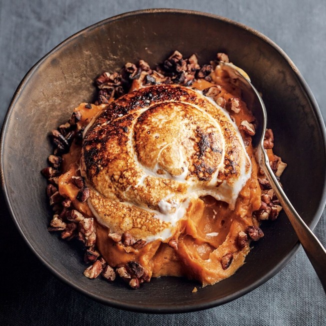 Sweet Potato Puree with Marshmallow and Pecans