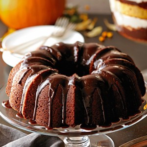 Pumpkin Bundt Cake with Chocolate Glaze