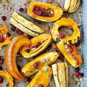 Roasted Squash with Cranberries and Thyme
