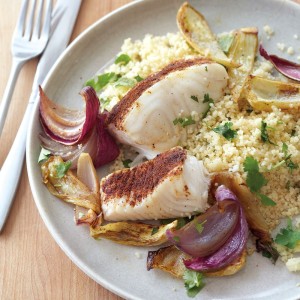 Spiced Roasted Halibut with Fennel and Onion