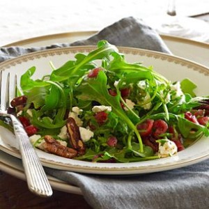 Arugula Salad with Goat Cheese, Toasted Pecans and Cranberry Vinaigrette