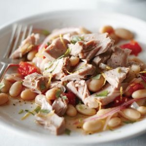 Tuna with Herbed White Beans