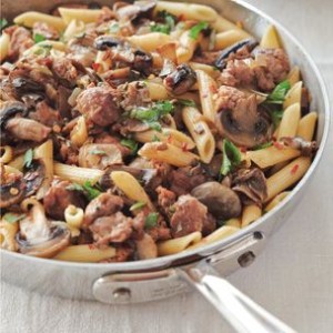Penne with Mushrooms and Turkey Sausage