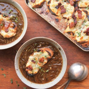 Onion Soup with Bacon, Winter Herbs & Gruyere