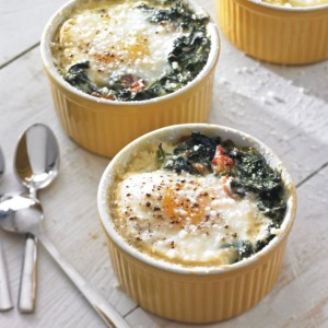 Baked Eggs with Spinach and Prosciutto