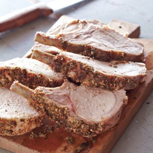 Roasted Rack of Pork with Fennel Seed, Lavender and Garlic Paste