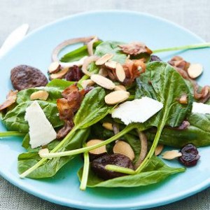 Wilted Spinach Salad with Pancetta Lardons and Warm Vinaigrette