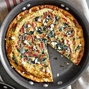 Spinach, Red Pepper and Feta Frittata