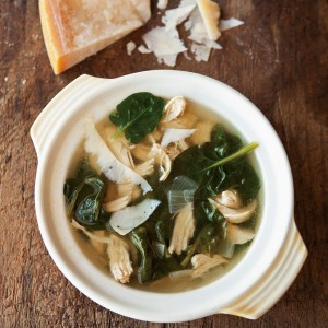 Parmesan Broth with Lemon, Chicken and Spinach